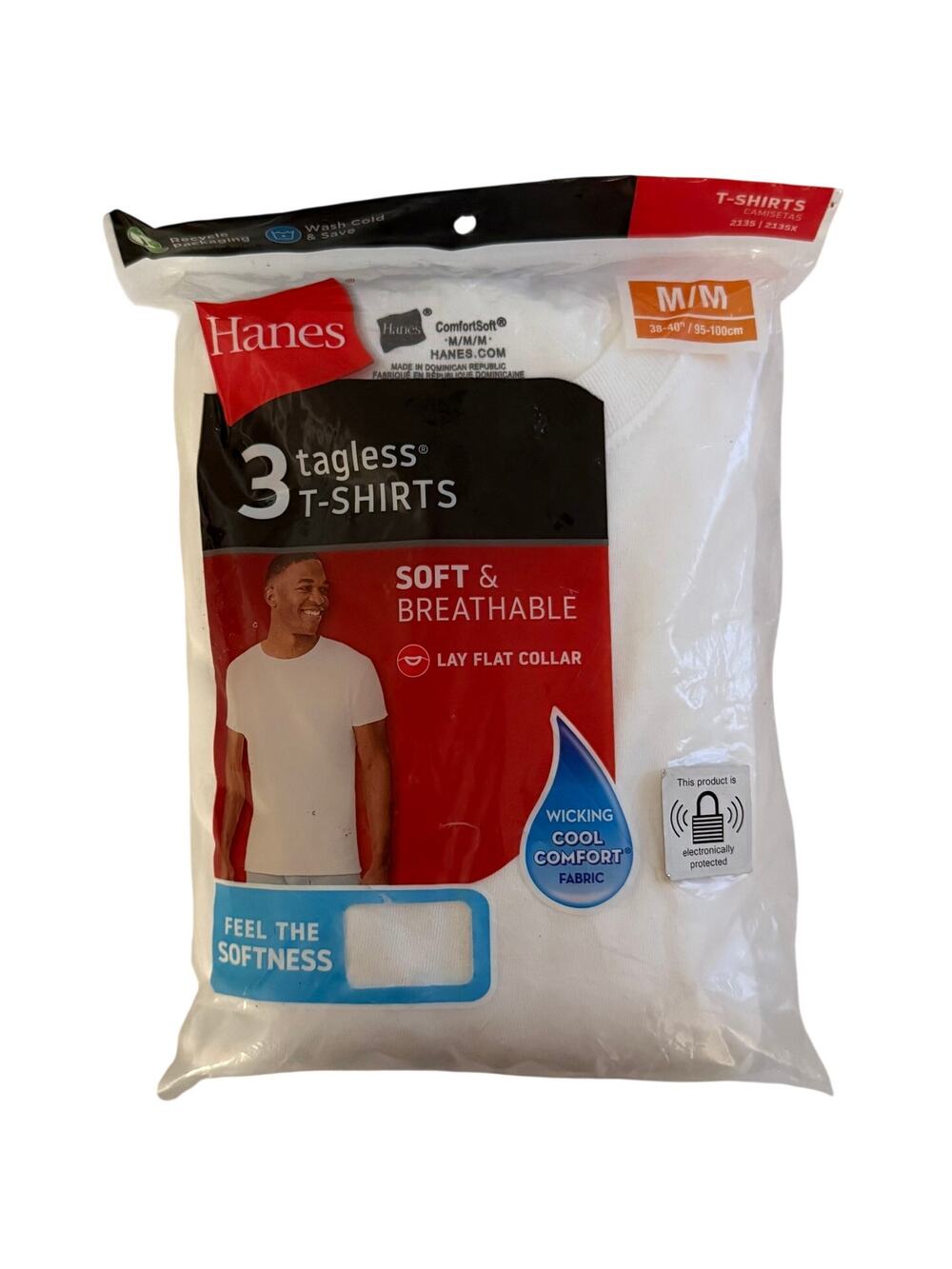 Hanes Solid White Tagless T-Shirts 3pc NEW